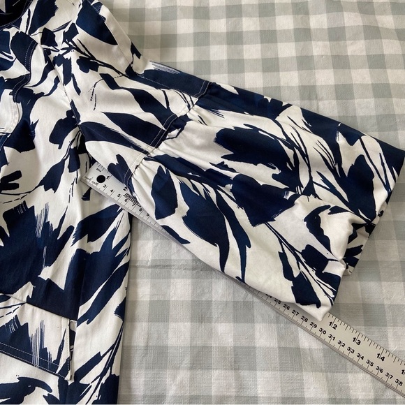 Rachel Adams blazer jacket cotton spandex white blue floral spring summer Medium - Picture 10 of 12